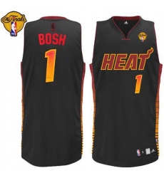 Men's Adidas Miami Heat #1 Chris Bosh Authentic Black Vibe Finals Patch NBA Jersey