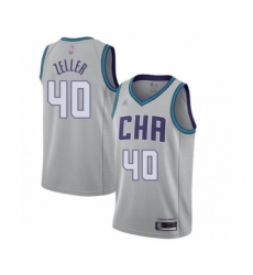 Youth Jordan Charlotte Hornets #40 Cody Zeller Swingman Gray Basketball Jersey - 2019 20 City Edition