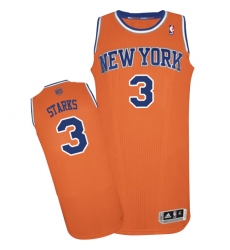 Men's Adidas New York Knicks #3 John Starks Authentic Orange Alternate NBA Jersey