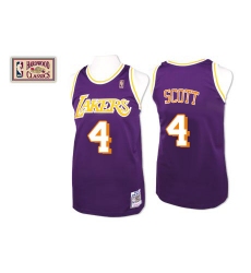Men's Mitchell and Ness Los Angeles Lakers #4 Byron Scott Swingman Purple Throwback NBA Jersey