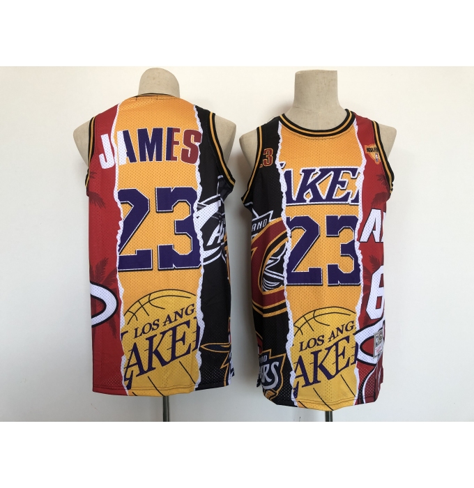 Men's Los Angeles Lakers #23 Michael Jordan Split Jersey