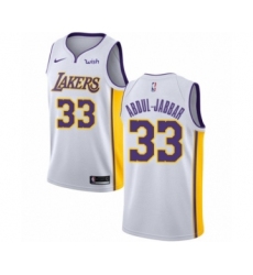 Men's Los Angeles Lakers #33 Kareem Abdul-Jabbar Authentic White Basketball Jersey - Association Edition