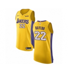 Men's Los Angeles Lakers #22 Elgin Baylor Authentic Gold Home Basketball Jersey - Icon Edition