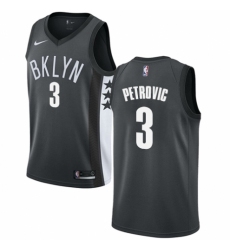 Men's Nike Brooklyn Nets #3 Drazen Petrovic Authentic Gray NBA Jersey Statement Edition