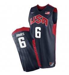 Men's Nike Team USA #6 LeBron James Authentic Navy Blue 2012 Olympics Basketball Jersey