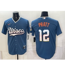Men's Milwaukee Brewers #12 Cooper Pratt Mineral Blue 2026 City Connect Stadium Stitched Baseball Jersey
