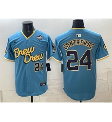 Men's Milwaukee Brewers #24 William Contreras Powder Blue 2026 World Series City Connect Limited Stitched Baseball Jersey