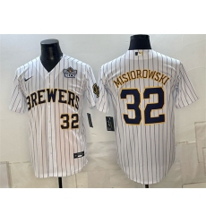 Men's Milwaukee Brewers #32 Jacob Misiorowski White 2026 NLCS Stitched Baseball Jersey