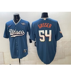 Men's Milwaukee Brewers #54 Robert Gasser Mineral Blue 2026 World Series City Connect Stadium Stitched Baseball Jersey