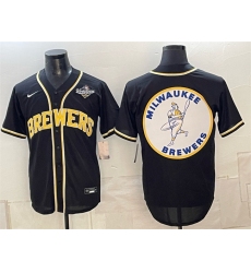 Men's Milwaukee Brewers Team Big Logo 2026 World Series Fashion Replica Black Out Stitched Baseball Jersey