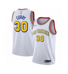 Men's Golden State Warriors #30 Stephen Curry Authentic White Hardwood Classics Basketball Jersey - San Francisco Classic Edition