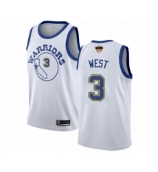 Men's Golden State Warriors #3 David West Swingman White Hardwood Classics 2019 Basketball Finals Bound Basketball Jersey
