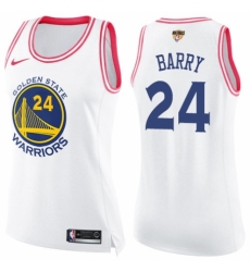 Women's Nike Golden State Warriors #24 Rick Barry Swingman White/Pink Fashion 2018 NBA Finals Bound NBA Jersey