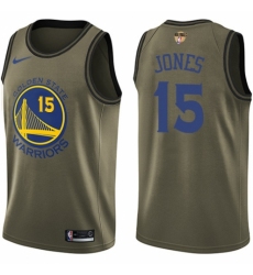 Youth Nike Golden State Warriors #15 Damian Jones Swingman Green Salute to Service 2018 NBA Finals Bound NBA Jersey