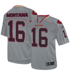 Youth Nike San Francisco 49ers #16 Joe Montana Elite Lights Out Grey NFL Jersey