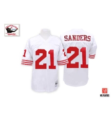 Mitchell and Ness San Francisco 49ers #21 Deion Sanders Authentic White Throwback NFL Jersey
