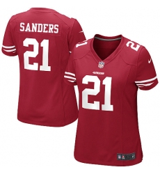 Women's Nike San Francisco 49ers #21 Deion Sanders Game Red Team Color NFL Jersey