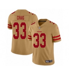 Men's San Francisco 49ers #33 Roger Craig Limited Gold Inverted Legend Football Jersey