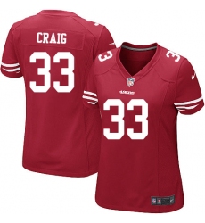 Women's Nike San Francisco 49ers #33 Roger Craig Game Red Team Color NFL Jersey