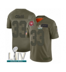 Youth San Francisco 49ers #33 Roger Craig Limited Olive 2019 Salute to Service Super Bowl LIV Bound Football Jersey