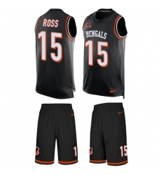 Men's Nike Cincinnati Bengals #15 John Ross Limited Black Tank Top Suit NFL Jersey