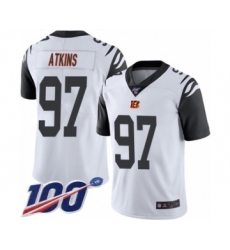 Men's Cincinnati Bengals #97 Geno Atkins Limited White Rush Vapor Untouchable 100th Season Football Jersey