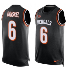 Men's Nike Cincinnati Bengals #6 Jeff Driskel Limited Black Player Name & Number Tank Top NFL Jersey