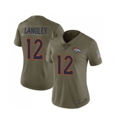 Women's Denver Broncos #12 Brendan Langley Limited Olive 2017 Salute to Service Football Jersey
