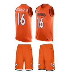 Men's Nike Denver Broncos #16 Bennie Fowler Limited Orange Tank Top Suit NFL Jersey