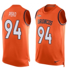 Men's Nike Denver Broncos #94 Domata Peko Limited Orange Player Name & Number Tank Top NFL Jersey