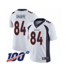 Men's Denver Broncos #84 Shannon Sharpe White Vapor Untouchable Limited Player 100th Season Football Jersey