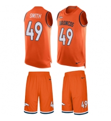 Men's Nike Denver Broncos #49 Dennis Smith Limited Orange Tank Top Suit NFL Jersey