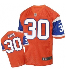 Men's Nike Denver Broncos #30 Terrell Davis Elite Orange Throwback NFL Jersey