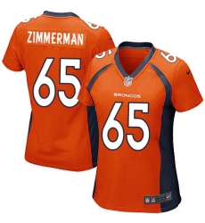Women's Nike Denver Broncos #65 Gary Zimmerman Game Orange Team Color NFL Jersey