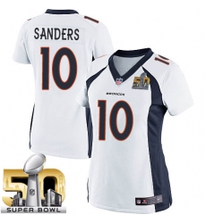 Women's Nike Denver Broncos #10 Emmanuel Sanders Elite White Super Bowl 50 Bound NFL Jersey