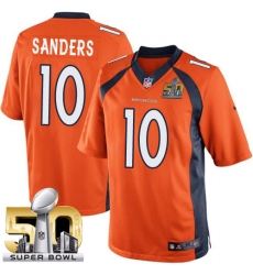 Youth Nike Denver Broncos #10 Emmanuel Sanders Elite Orange Team Color Super Bowl 50 Bound NFL Jersey