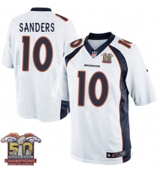 Youth Nike Denver Broncos #10 Emmanuel Sanders Elite White Super Bowl 50 Champions NFL Jersey