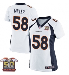 Women's Nike Denver Broncos #58 Von Miller Elite White Super Bowl 50 Champions NFL Jersey