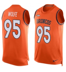 Men's Nike Denver Broncos #95 Derek Wolfe Limited Orange Player Name & Number Tank Top NFL Jersey