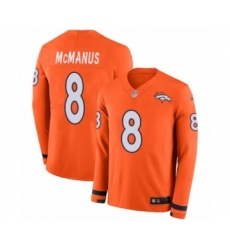 Men's Nike Denver Broncos #8 Brandon McManus Limited Orange Therma Long Sleeve NFL Jersey