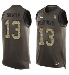 Men's Nike Denver Broncos #13 Trevor Siemian Limited Green Salute to Service Tank Top NFL Jersey