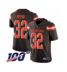Men's Cleveland Browns #32 Jim Brown Team Color Vapor Untouchable Limited Player 100th Season Football Jersey
