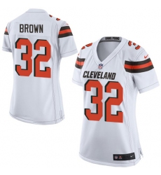 Women's Nike Cleveland Browns #32 Jim Brown Game White NFL Jersey