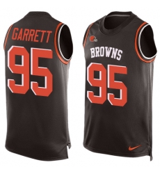 Men's Nike Cleveland Browns #95 Myles Garrett Limited Brown Player Name & Number Tank Top NFL Jersey