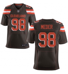 Men's Nike Cleveland Browns #98 Jamie Meder Elite Brown Team Color NFL Jersey