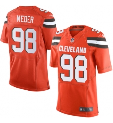 Men's Nike Cleveland Browns #98 Jamie Meder Elite Orange Alternate NFL Jersey