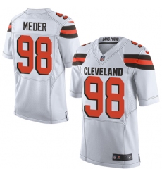 Men's Nike Cleveland Browns #98 Jamie Meder Elite White NFL Jersey