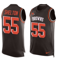 Men's Nike Cleveland Browns #55 Danny Shelton Limited Brown Player Name & Number Tank Top NFL Jersey