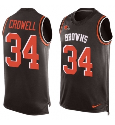 Men's Nike Cleveland Browns #34 Isaiah Crowell Limited Brown Player Name & Number Tank Top NFL Jersey