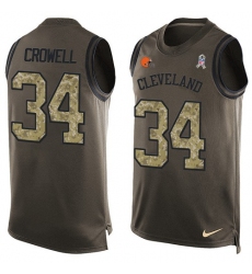 Men's Nike Cleveland Browns #34 Isaiah Crowell Limited Green Salute to Service Tank Top NFL Jersey